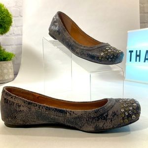 Lucky Brand Square Toe Studded Leather Flats Unique Look Size 7m